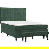 vidaXL Box spring postelja z vzmetnico temno zelen 140x190 c | Shoptok.si