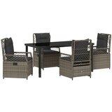 vidaXL 5-dijelni vrtni set za blagovanje Siva Poli ratan | shoptok.hr