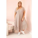 Kesi Włoski Plus size women's dress with short sleeves and ruffle made of light viscose fango | Shoptok.si