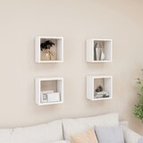vidaXL Stenske police kockaste 4 kosi bele 26x15x26 cm, (20915317) | Shoptok.si