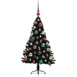vidaXL Umjetna preddekorirana božićna jelka Črna 120 cm PVC | Shoptok.si