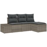 vidaXL 4-delni set vrtnarskega kavča z blazinami siva poli ratan, (22091265) | Shoptok.si