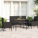 Maison Chic Seti vrtnega pohištva - Vrtna garnitura - Vrtni pohištvo set 4-delna z blazinami črn poli ratan, (21820841) | Shoptok.si