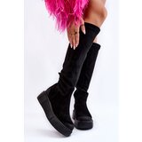 Kesi Suede Platform Boots above the Knee Black Spectrum | Shoptok.si