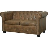 vidaXL Chesterfield kauč s 2 sjedišta, smeđa umjetna koža | shoptok.hr