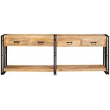  Konzolna miza s predalom 2 pcs Rjava Trden robusten mangov les - - Rjava - 38.44 - 200 x 33 x 75 cm - 2025- | Shoptok.si