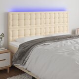  LED uzglavlje krem 200x5x118/128 cm od tkanine | shoptok.hr
