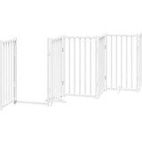 vidaXL Ograda za pse z vrati zložljiva 12 panelov bela 600 cm les | Shoptok.si