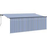  Skrovita tenda Plava i bijela 350 x 200 cm Poliester i aluminij | shoptok.hr