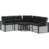 vidaXL Vrtna sofa L-oblika s jastucima i tabureom crna od poliratana | shoptok.hr