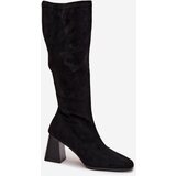 Boto Women's Block Heeled Boots with Stitching Black Celandine | Shoptok.si