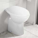 vidaXL Visoka WC školjka brez roba počasno zapiranje 7 cm višja bela, (20766850) Cene