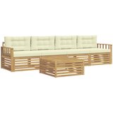  Set vanjskih sofa 5 kom. Bijela i krem Čvrsto drvo akacije | shoptok.hr