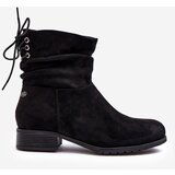 EVENTO Women's Suede Boots on a Flat Heel Black Keresa | Shoptok.si