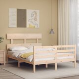 vidaXL Posteljni okvir z vzglavjem 140x200 cm trden les | Shoptok.si