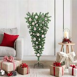 vidaXL Obrnjen umetni božični drevesec s setom kroglic Zelena 120 cm | Shoptok.si