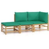 Maison Chic Seti vrtnega pohištva - Vrtna garnitura - Vrtni pohištvo set 3-delna z zelenimi blazinami bambus, (21819201) | Shoptok.si