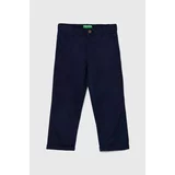 United Colors Of Benetton Otroške lanene hlače mornarsko modra barva