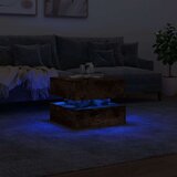 vidaXL Klubska mizica z LED lučkami dimljeni hrast 50x50x40 cm | Shoptok.si