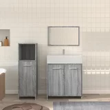  3-dijelni set kupaonskog namještaja siva boja hrasta drveni
