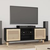 vidaXL TV omarica Črna 105x30x40 cm trdna borovina in naravni ratan Cene