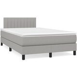 vidaXL Box spring postelja z vzmetnico LED sv. siva 120x190 cm blago Cene