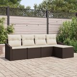 vidaXL Vrtni Kavč Set Set 5 Rjav Ratan Zunanji Modularni Kavč | Shoptok.si