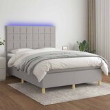  box spring s madracem LED svjetlosivi 140x200 cm tkanina | shoptok.hr