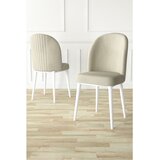 Hanah home set trpezarijskih stolica Aste 6 kom, krem tkanina Babyface, bele metalne noge | Eponuda.com