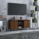 vidaXL TV omarica s kovinskimi nogami rjavi hrast 103,5x35x50 cm | Shoptok.si