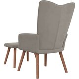  Stol za sproščanje s stolčkom svetlo siv žamet, (20957786) | Shoptok.si