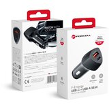 forcell F-ENERGY Carbon CC50-1A1C auto punjac Type C + USB A PD QC3.0 3A 38W crni | ePonuda.com