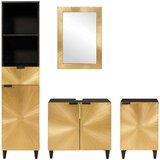 vidaXL Kompleti pohištva za kopalnico s predalom 4 pcs Črna in zlata | Shoptok.si