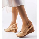 Gemre Beige lace wedge sandals Emeral | ePonuda.com