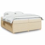 vidaXL Box spring postelja z vzmetnico krem 200x200 cm blago Cene