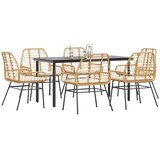  7-dijelni vrtni blagovaonski set s jastucima poliratan i staklo Smeđa 160 x 80 x 74 cm | shoptok.hr