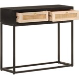 Maison Chic konzolna miza - miza ob steni črna 90x30x76 cm trden mangov les in železo, (21786335) Cene