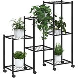  Stalak za cvijeće s kotačima 83 x 25 x 83,5 cm crni željezni | Eponuda.com