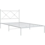  Metalni okvir za krevet s uzglavljem bijeli 100x200 cm | shoptok.hr