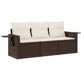  The Living Store Vrtna sedežna garnitura 3-delna z blazinami rjav poli ratan - Vrtna Sedežna Garniture, (21455071) | Shoptok.si
