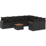  The Living Store Vrtna sedežna garnitura 10-delna z blazinami črn poli ratan - Vrtna Sedežna Garniture, (21460050) | Shoptok.si