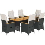 vidaXL 7-dijelni vrtni blagovaonski set s jastucima crni od poliratana | shoptok.hr
