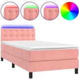  Krevet box spring s madracem LED ružičasti 90x190 cm baršunasti | shoptok.hr