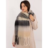 Fashion Hunters Black and beige checkered winter scarf