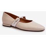 Laura Messi Women's Leather Ballerina Flats 2774 Beige | shoptok.hr