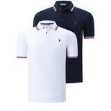 Dewberry DUO SET T8594 MEN'S T-SHIRT-WHITE-NAVY BLUE | Shoptok.si
