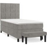 Box spring postelja z vzmetnico svetlo siva 90x200 cm žamet, (20789715) | Shoptok.si