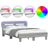 Furnova Posteljni okvir z vzglavjem in LED siva sonoma 120x200 cm, (21934126) | Shoptok.si