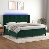  box spring s madracem LED tamnozeleni 200x200 cm baršun | shoptok.hr