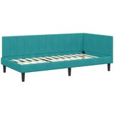  Kutni okvir kreveta s uzglavljem Tirkizna 100 x 200 cm Baršun | shoptok.hr